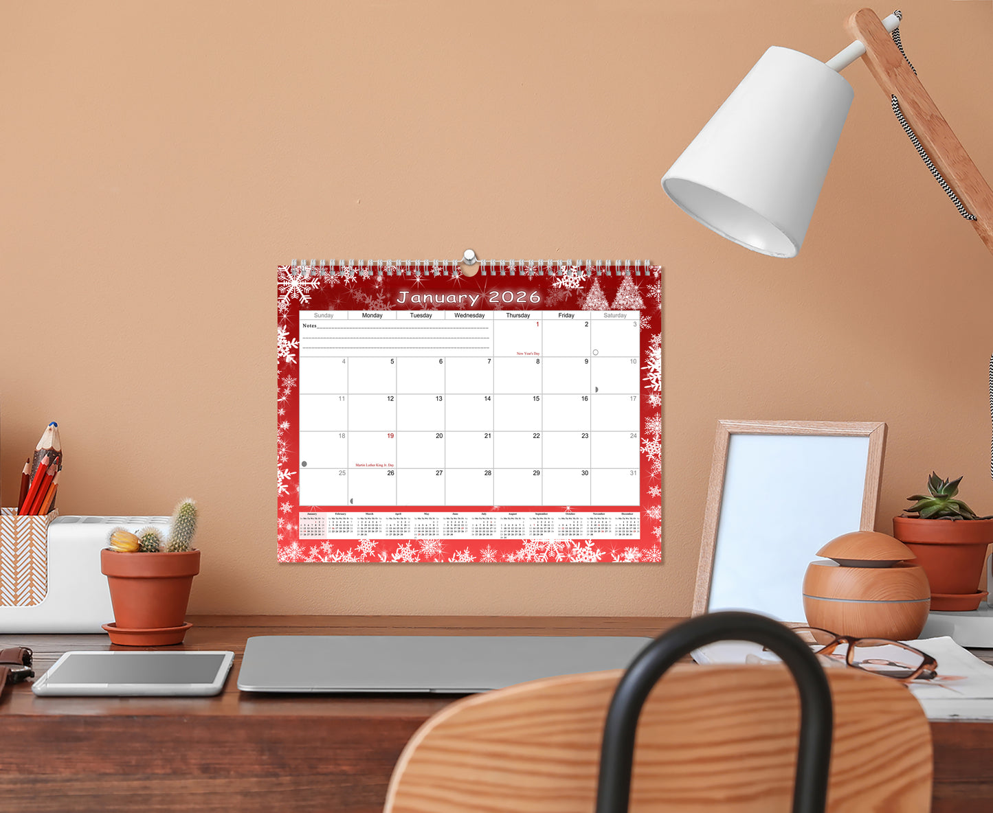 2025-2026 Monthly Spiral-Bound Wall / Desk Calendar - Desktop / Wall Blotter Calendar / Planner - (Edition #29)