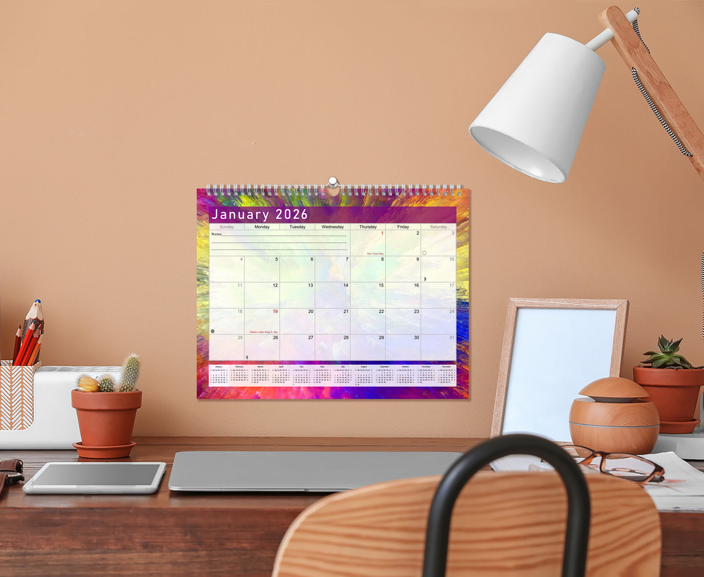 2025-2026 Monthly Spiral-Bound Wall / Desk Calendar - Desktop / Wall Blotter Calendar / Planner - (Edition #26)