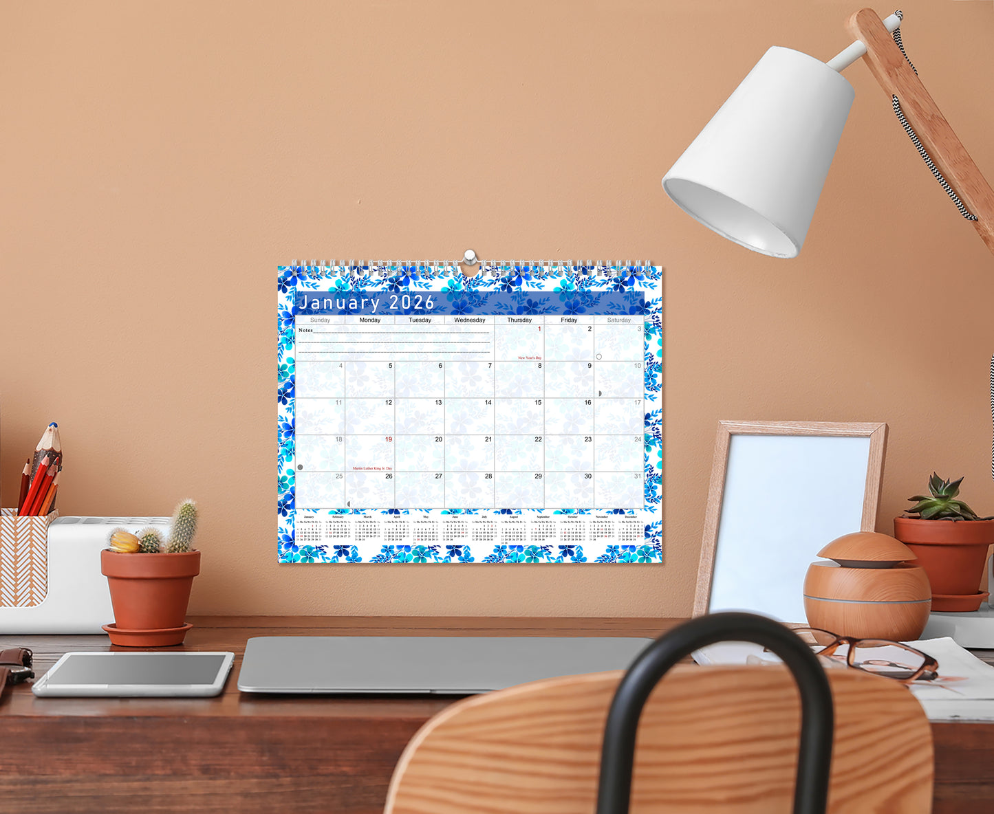 2025-2026 Monthly Spiral-Bound Wall / Desk Calendar - Desktop / Wall Blotter Calendar / Planner - (Edition #22)