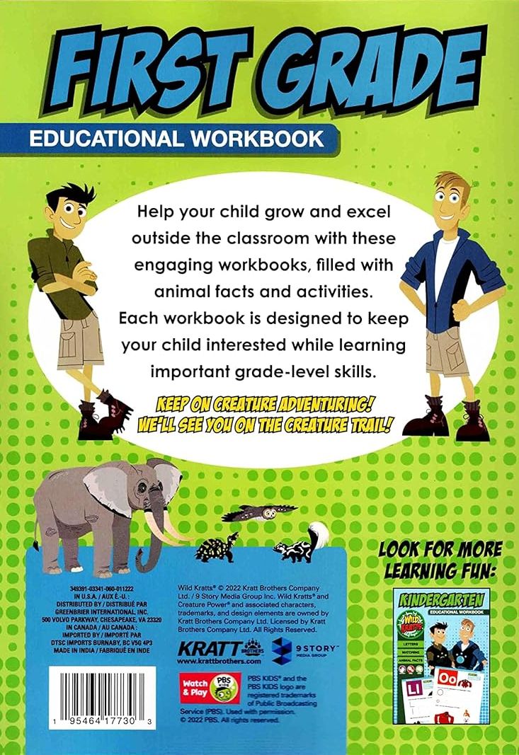 Wild Kratts - First Grades Anatomy, Drawing, Habitat Facts - Education Workbook