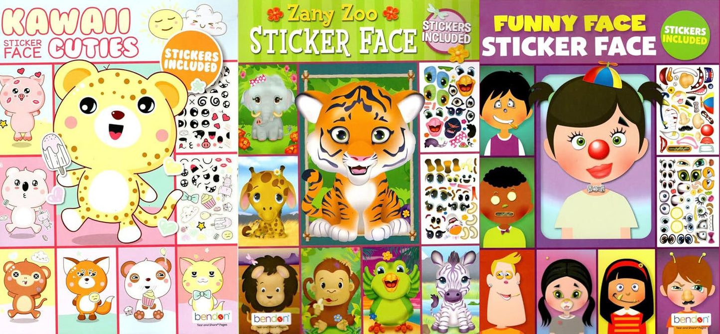Cuties, Zany Zoo, Funny Face - Sticker Face - Sticker Activity Book Set