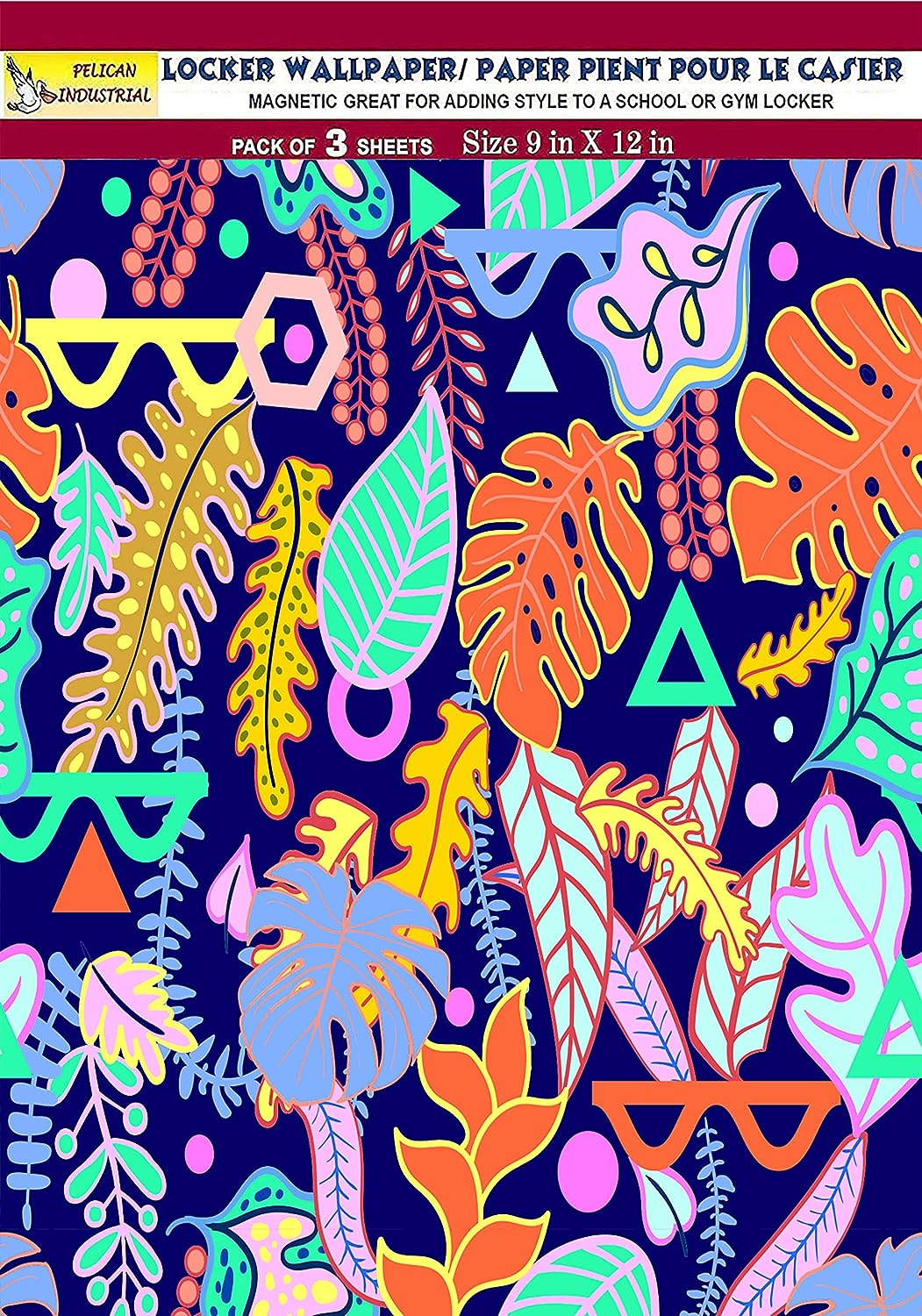 PELICAN INDUSTRIAL Magnetic Locker Wallpaper (Full Sheet Magnetic) - Trimmable, Easy Install, Remove & Reuse - (Tropical Leaves) - Pack of 3 Sheets (vb036)