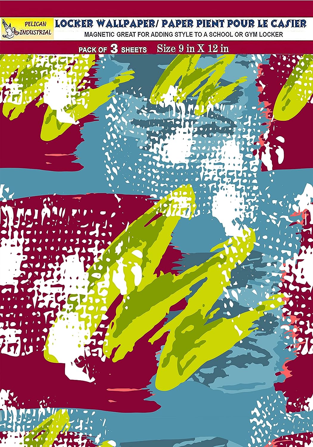 PELICAN INDUSTRIAL Magnetic Locker Wallpaper (Full Sheet Magnetic) - Trimmable, Easy Install, Remove & Reuse - Pack of 3 Sheets - Abstract Pattern (vb035f)