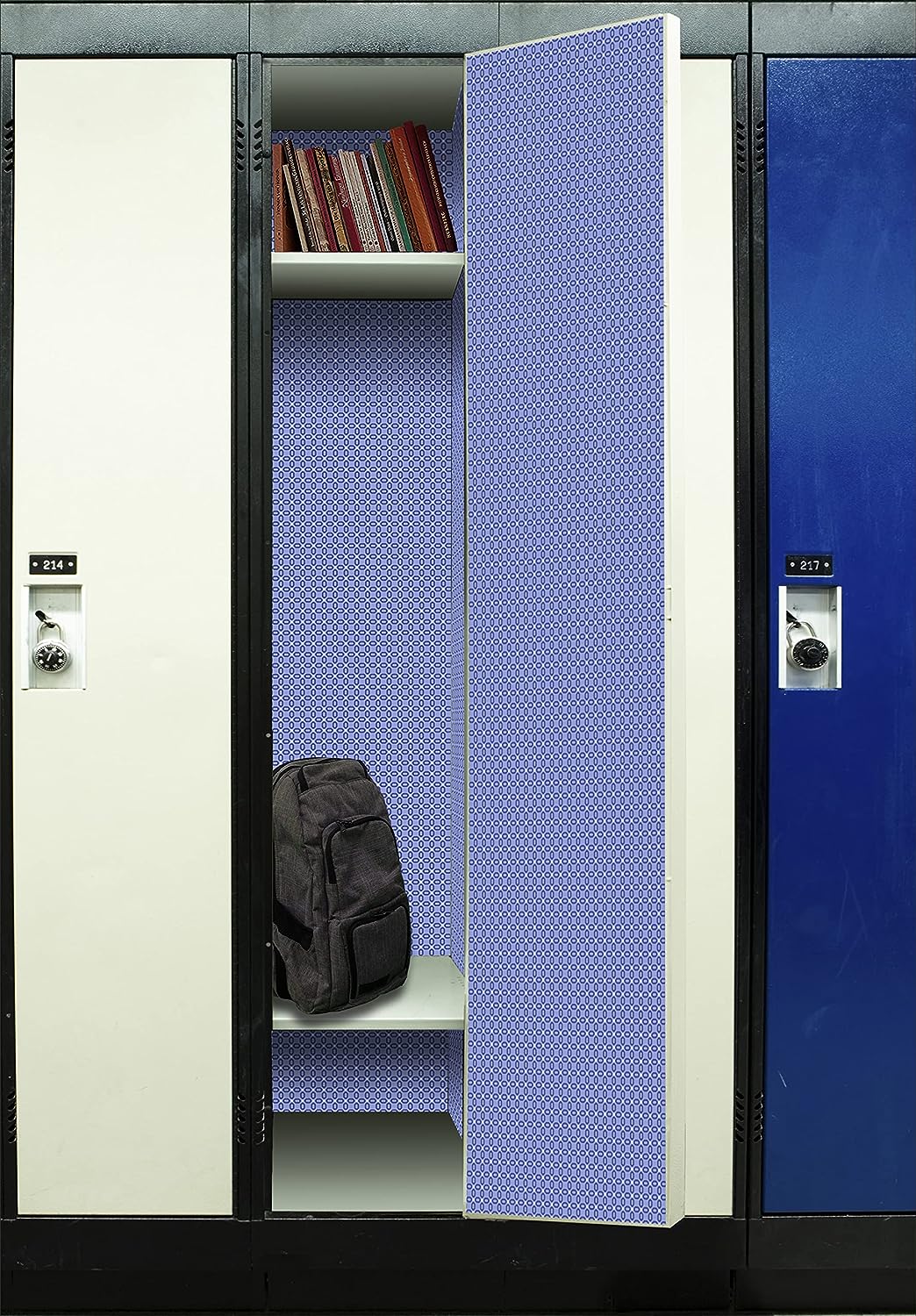 Deluxe School Locker Magnetic Wallpaper (Full sheet Magnetic) - Full Cover Standard Half Lockers - Trimmable, Easy Install, Remove & Reuse - Pack of 12 Sheets - (Geometric Blue vr45)