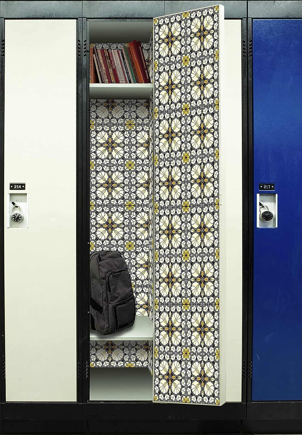 PELICAN INDUSTRIAL Deluxe School Locker Magnetic Wallpaper (Full Sheet Magnetic) - Full Cover Standard Half Lockers Pack of 12 Sheets - (Geometric vr53)