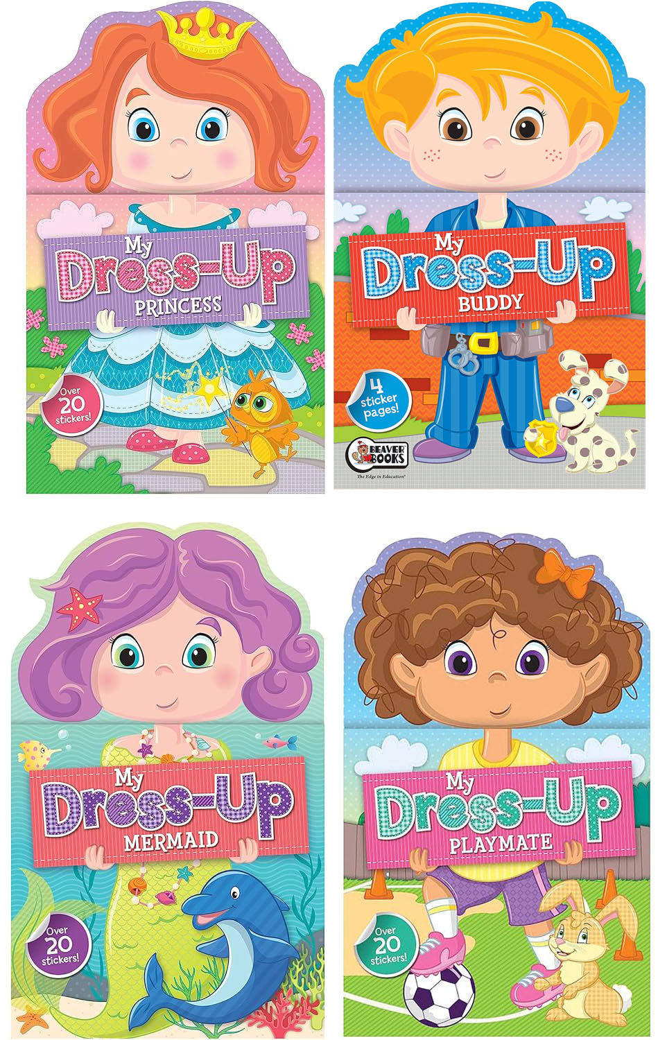 Sticker Activity Book Set with Full-Color Sticker Pages (Set of 4)
