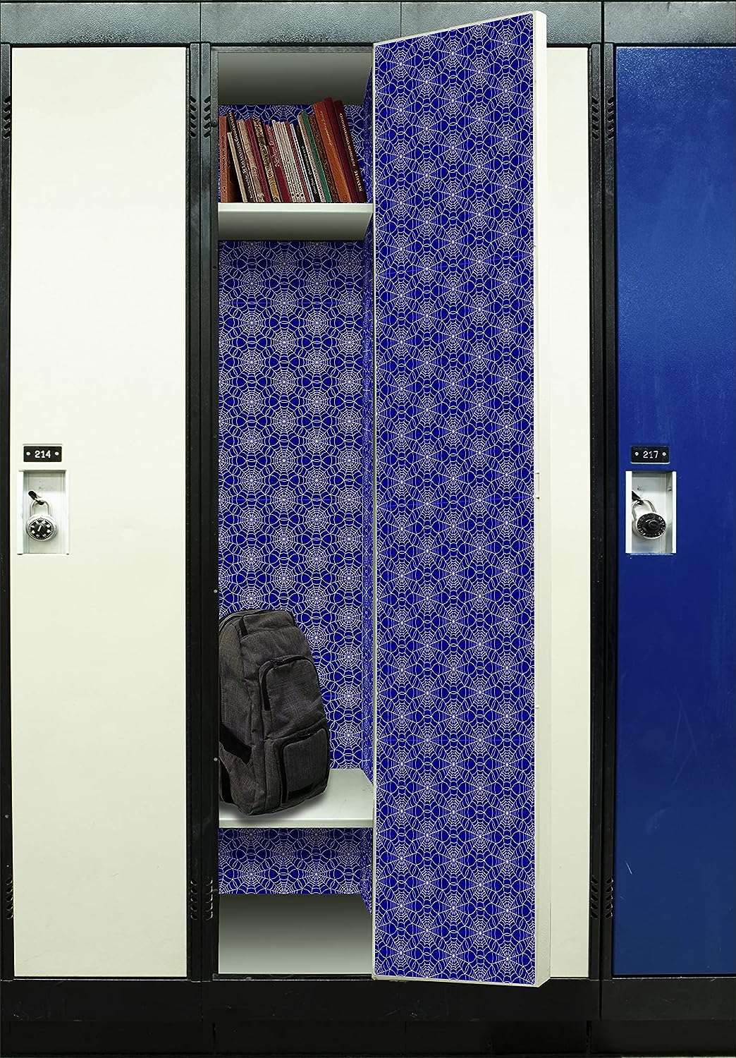 PELICAN INDUSTRIAL Deluxe School Locker Magnetic Wallpaper (Full Sheet Magnetic) - Full Cover Standard Half Lockers Pack of 12 Sheets - (Darker Blue vr61)