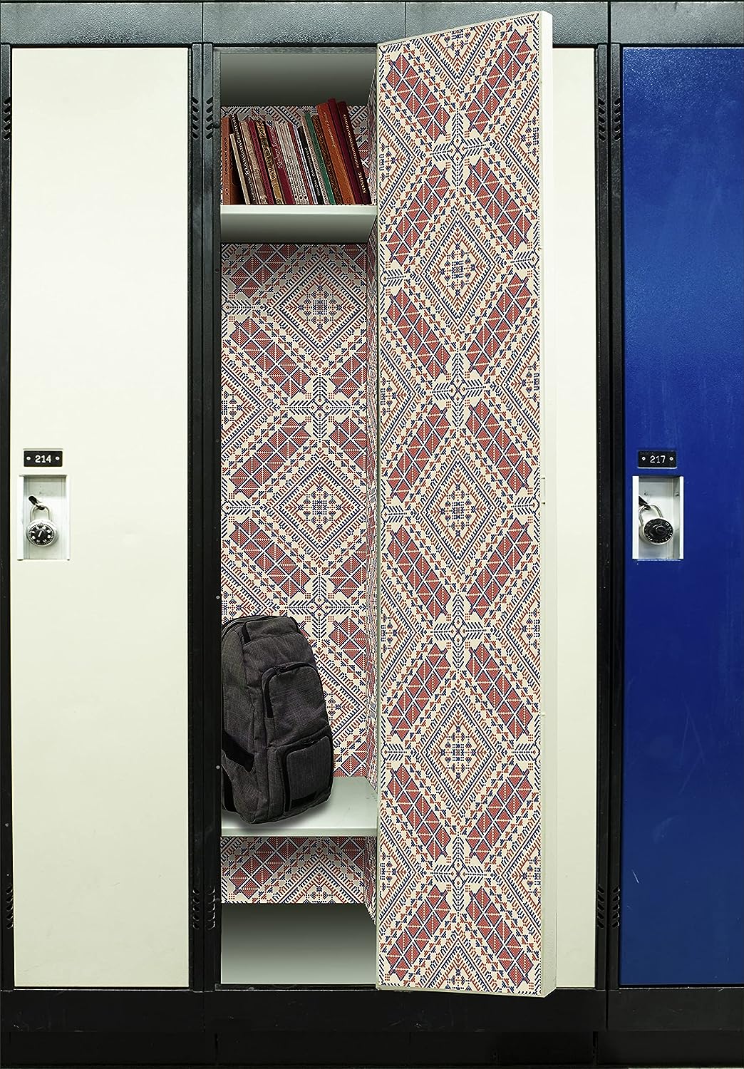 PELICAN INDUSTRIAL Deluxe School Locker Magnetic Wallpaper (Full Sheet Magnetic) - Full Cover Standard Half Lockers Pack of 12 Sheets - (Geometric vr36)