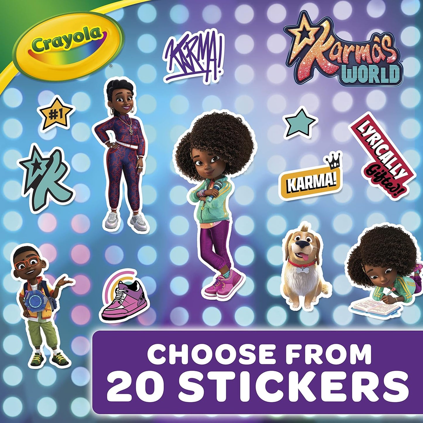 Crayola Karma's World Coloring Book, Stickers Included, Gift for Girls & Boys