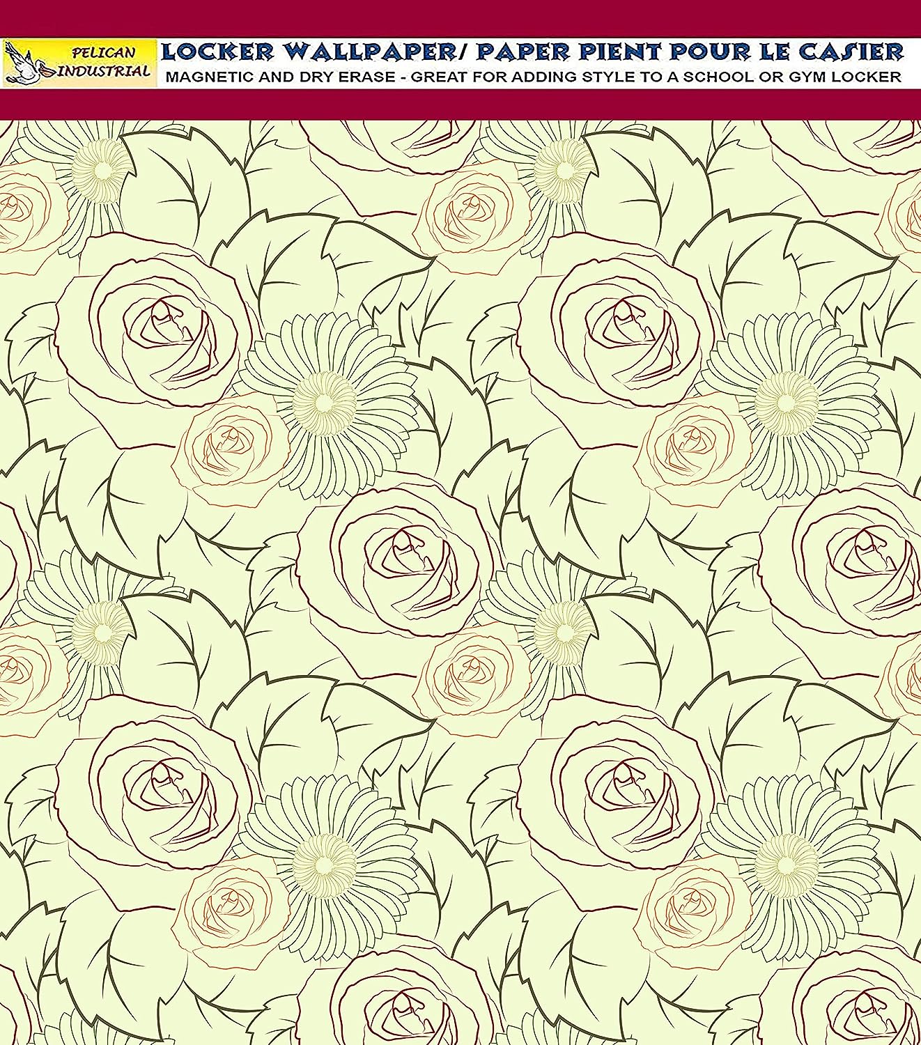 PELICAN INDUSTRIAL Deluxe School Locker Magnetic Wallpaper (Full Sheet Magnetic) - Full Cover Standard Half Lockers Pack of 12 Sheets - (Flowers vr69)