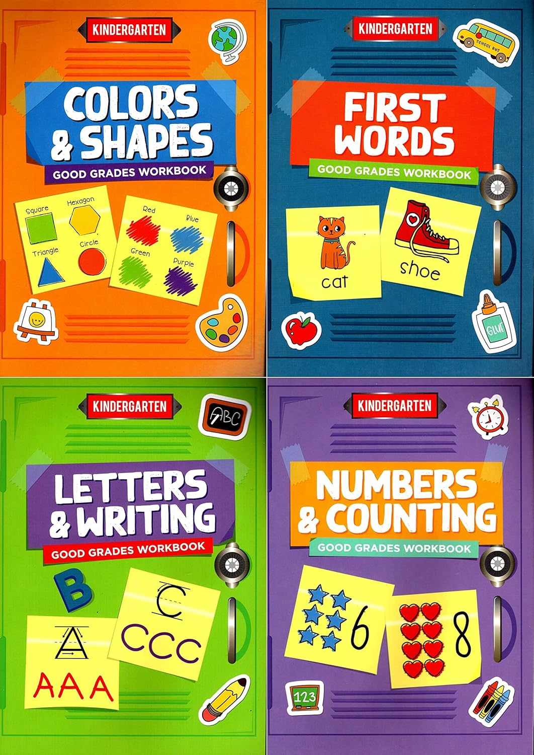 K - Kindergarten Educational Workbooks - Set of 4 Books - v10