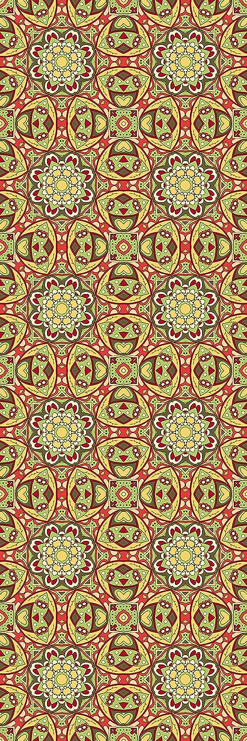 Deluxe School Locker Magnetic Wallpaper (Full sheet Magnetic) - Full Cover Standard Half Lockers - Trimmable, Easy Install, Remove & Reuse - Pack of 12 Sheets - (Yellow and Red Mandala vr30)