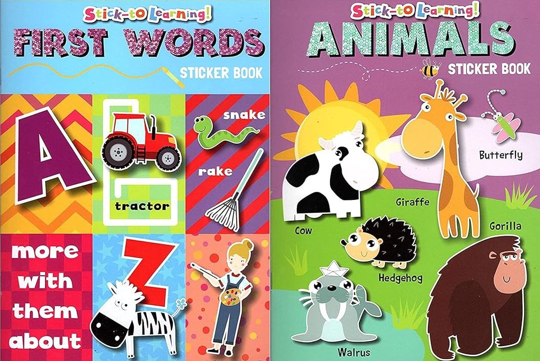 Stick-to Learning A Sing-A Long - First Words, Animals - Sticker Book (Set of 2 Books)