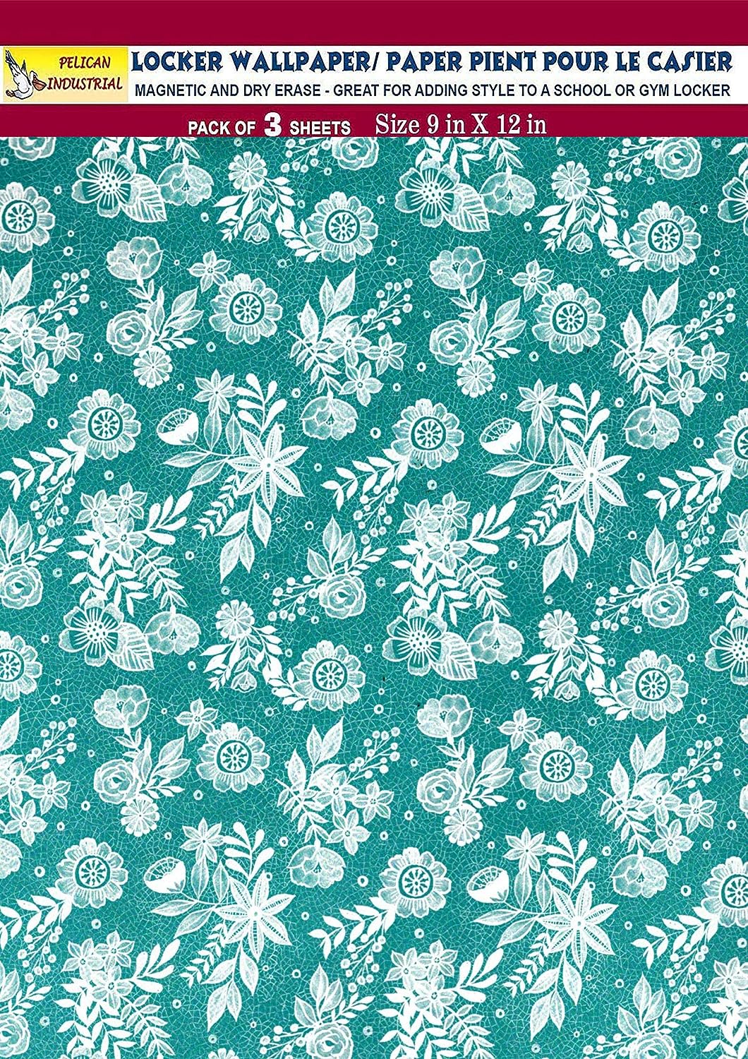 PELICAN INDUSTRIAL Magnetic Locker Wallpaper (Full Sheet Magnetic) - Flowers - Pack of 3 Sheets - v5c