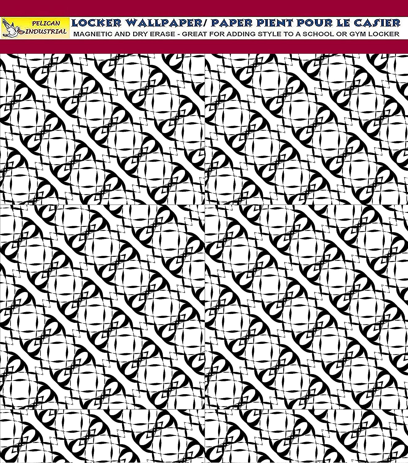 Deluxe School Locker Magnetic Wallpaper Full Cover Standard Half Lockers Pack of 12 Sheets - (Black and White Geometric vr48)