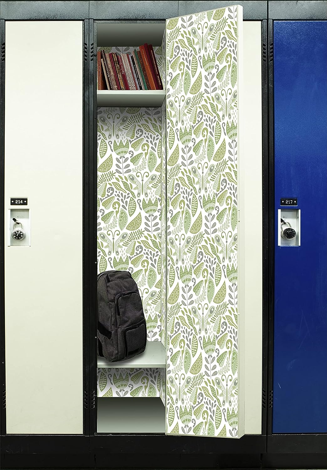 PELICAN INDUSTRIAL Deluxe School Locker Magnetic Wallpaper (Full Sheet Magnetic) - Full Cover Standard Half Lockers Pack of 12 Sheets - (Green Leaves vr44)