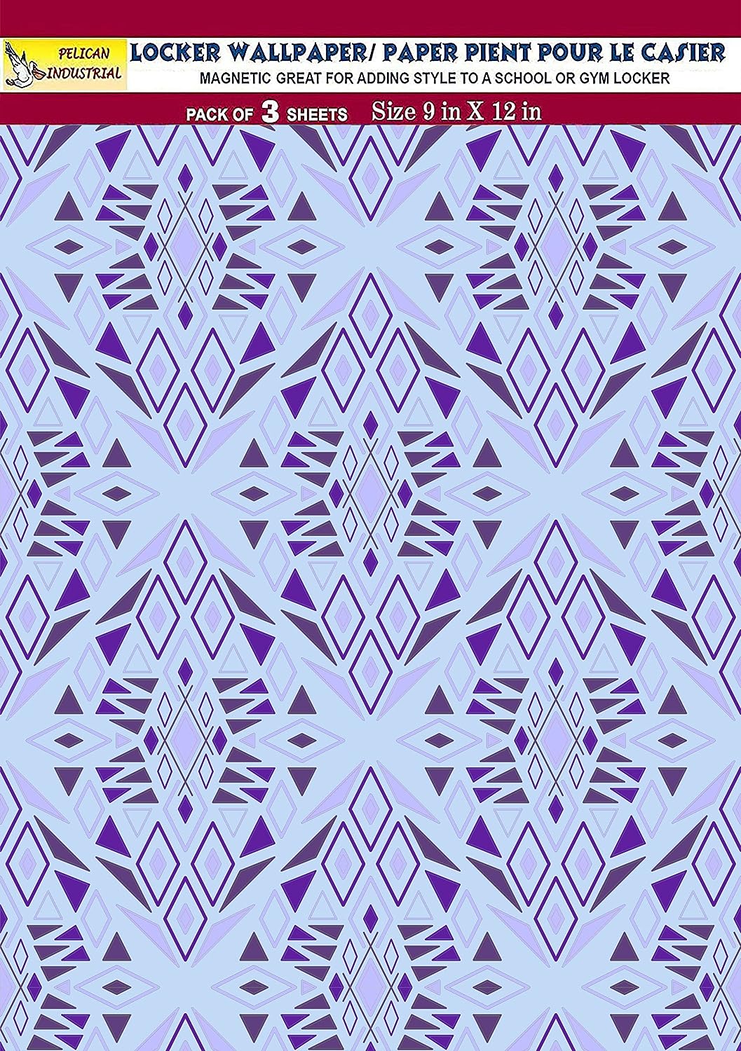 PELICAN INDUSTRIAL Magnetic Locker Wallpaper (Full Sheet Magnetic) - Trimmable, Easy Install, Remove & Reuse - Pack of 3 Sheets - Geometric Pattern (vb047)