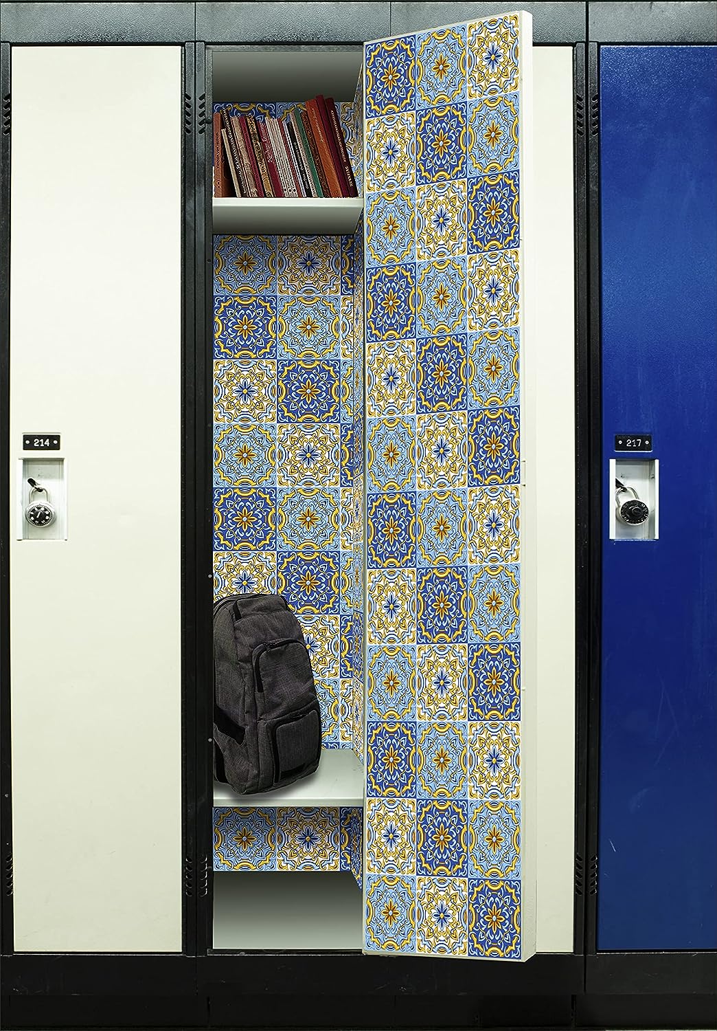 PELICAN INDUSTRIAL Deluxe School Locker Magnetic Wallpaper (Full Sheet Magnetic) - Full Cover Standard Half Lockers Pack of 12 Sheets - (Geometric vr72)