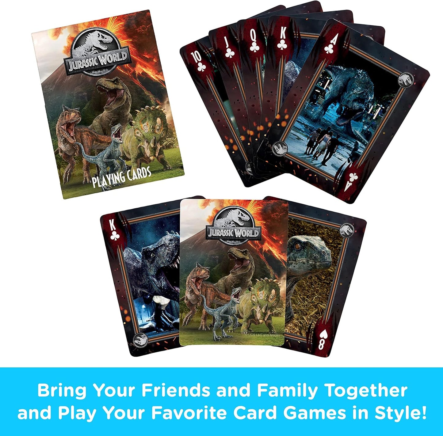 AQUARIUS Jurassic World Playing Cards – Jurassic World Themed Deck of Cards