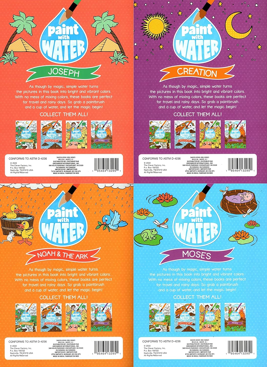 A Paint with Water - Book from the Bible - Just Add Water - Coloring Books Set