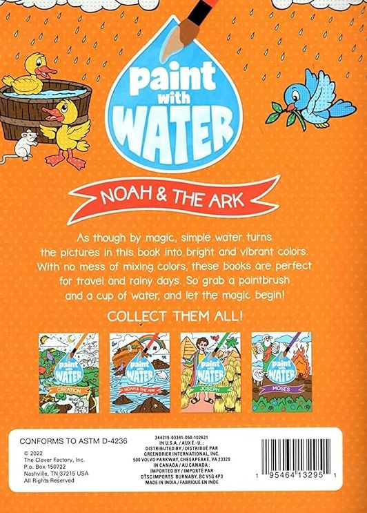 A Paint with Water - Book from the Bible - Noah &The Ark - Coloring Book