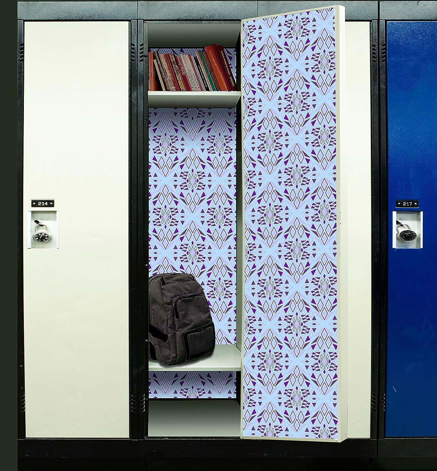 PELICAN INDUSTRIAL Magnetic Locker Wallpaper (Full Sheet Magnetic) - Trimmable, Easy Install, Remove & Reuse - Pack of 3 Sheets - Geometric Pattern (vb047)