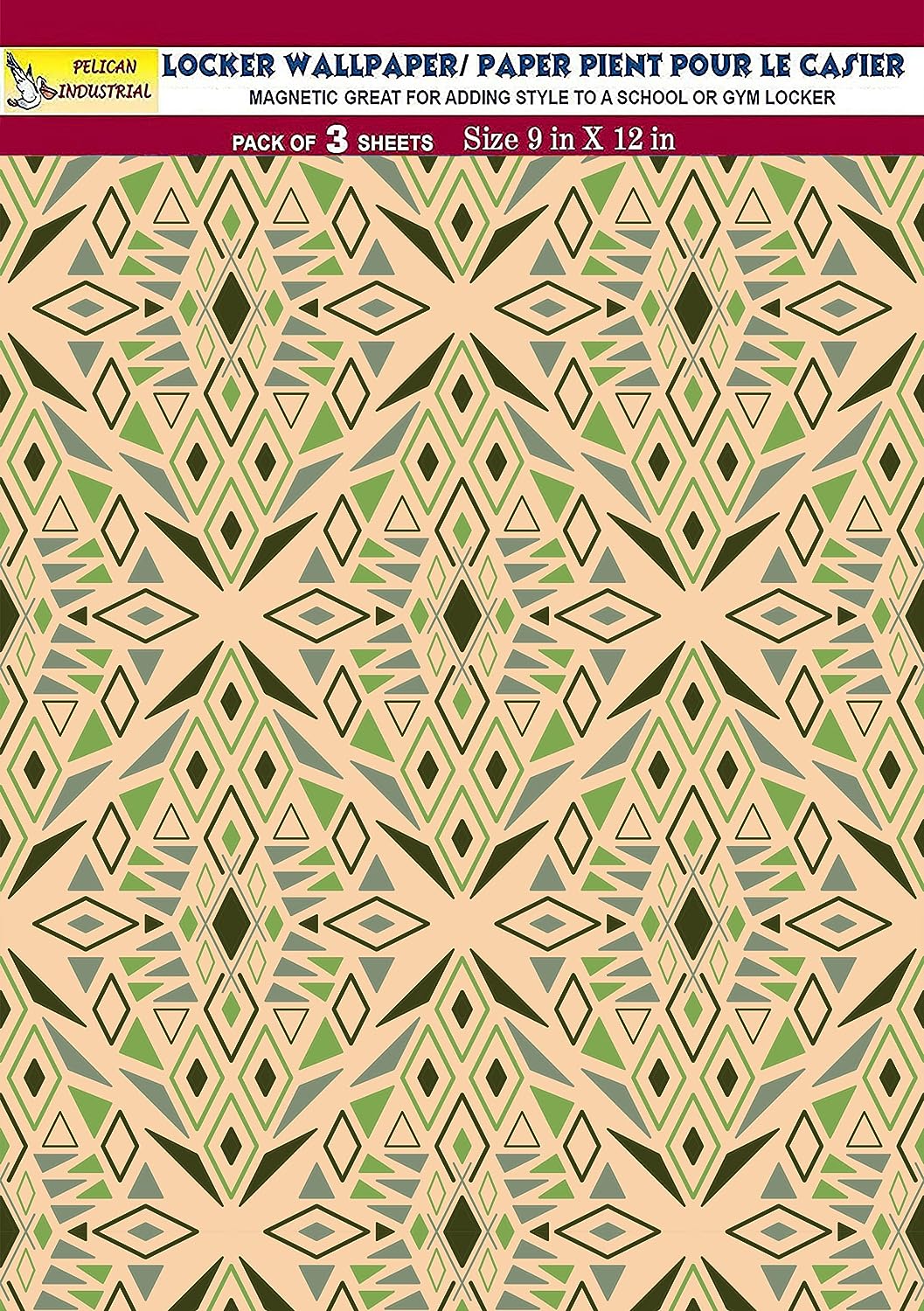 PELICAN INDUSTRIAL Magnetic Locker Wallpaper (Full Sheet Magnetic) - Trimmable, Easy Install, Remove & Reuse - Pack of 3 Sheets - Geometric Pattern (vb046)