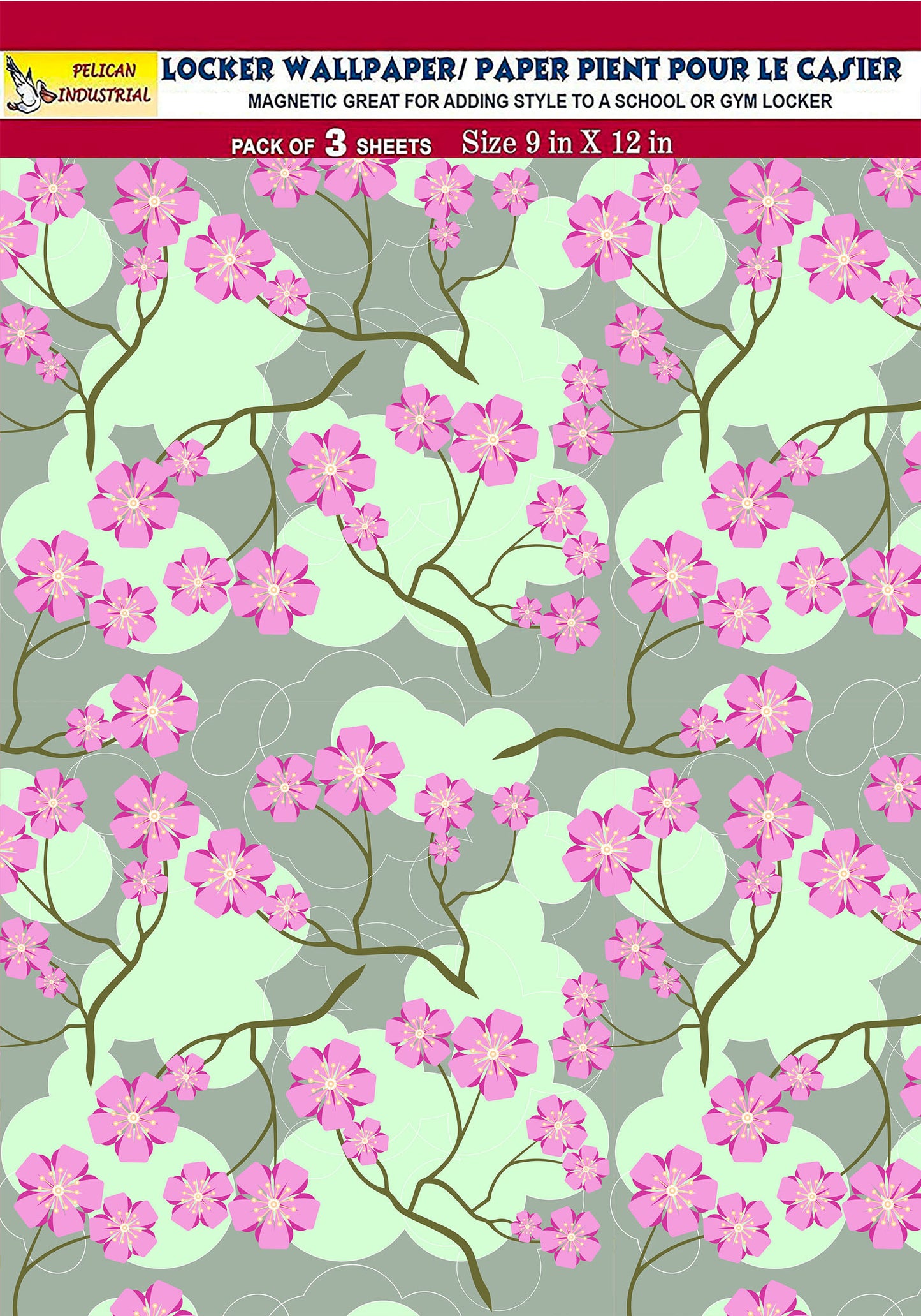 Magnetic Locker Wallpaper (Full sheet Magnetic) - Remove & Reuse Decorative Vinyl - Pack of 3 Sheets (Flowers) (vg 031)