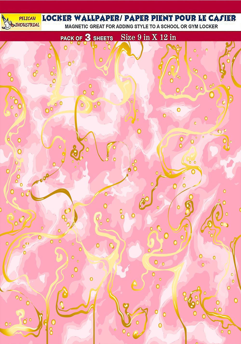 Magnetic Locker Wallpaper (Full sheet Magnetic) - Remove & Reuse Decorative Vinyl - Pack of 3 Sheets (Marble) (vg 030)