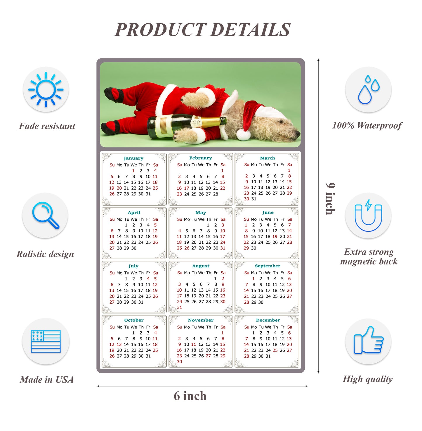 2026 Peel & Stick Calendar - Today is my Lucky Day Removable - Dogs 014 (9"x 6")