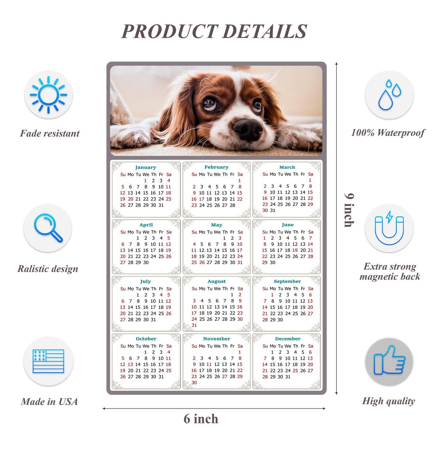 2026 Peel & Stick Calendar - Today is my Lucky Day Removable - Dogs 01 (9"x 6")
