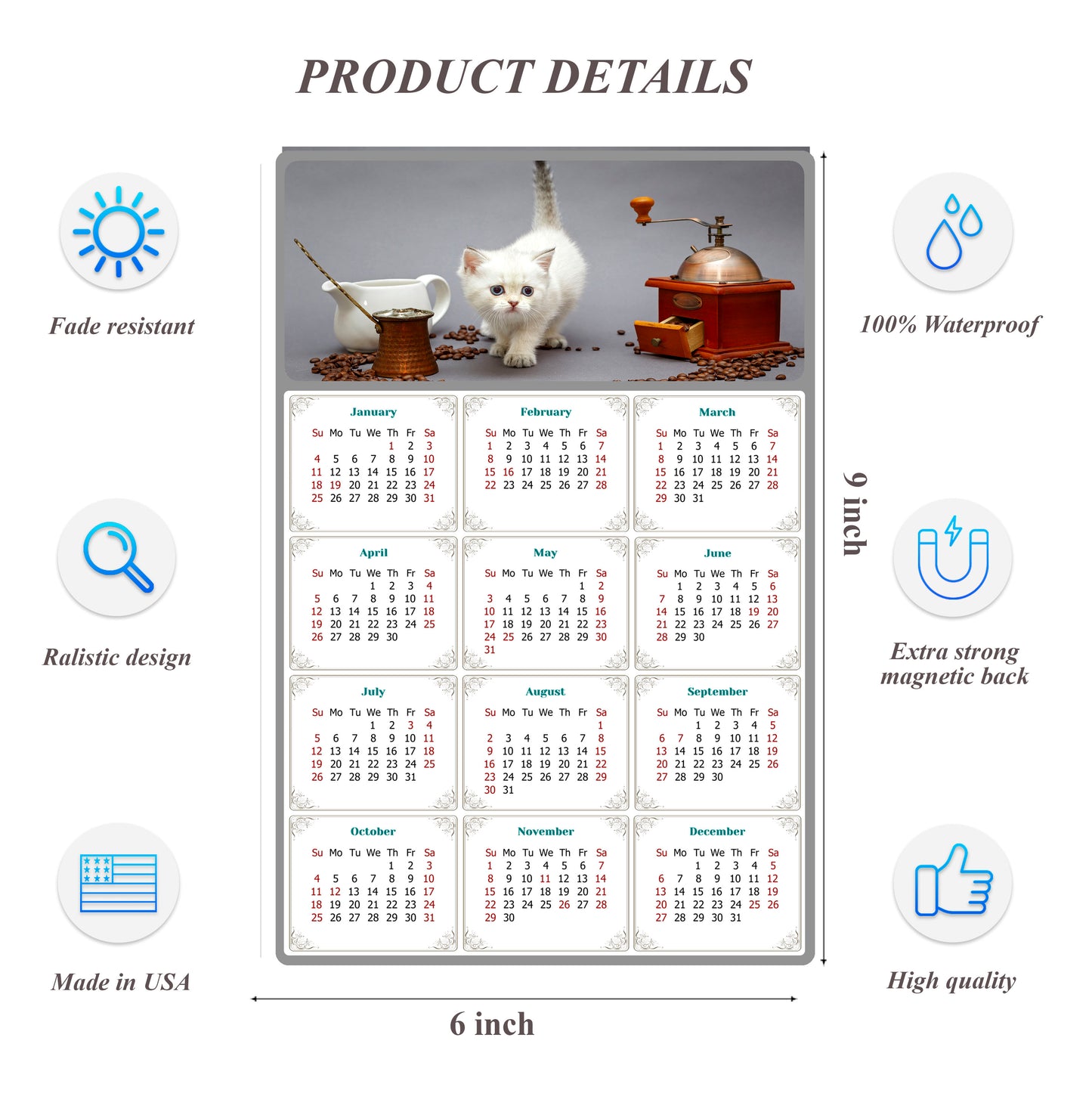 2026 Peel & Stick Calendar - Today is my Lucky Day Removable - Cat 019 (9"x 6")