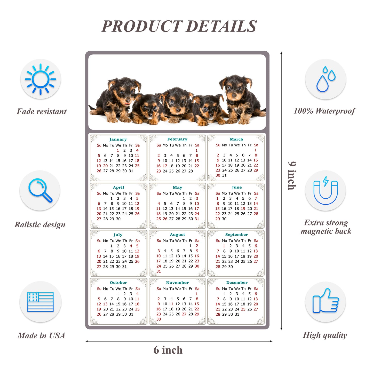2026 Peel & Stick Calendar - Today is my Lucky Day Removable - Dogs 016 (9"x 6")