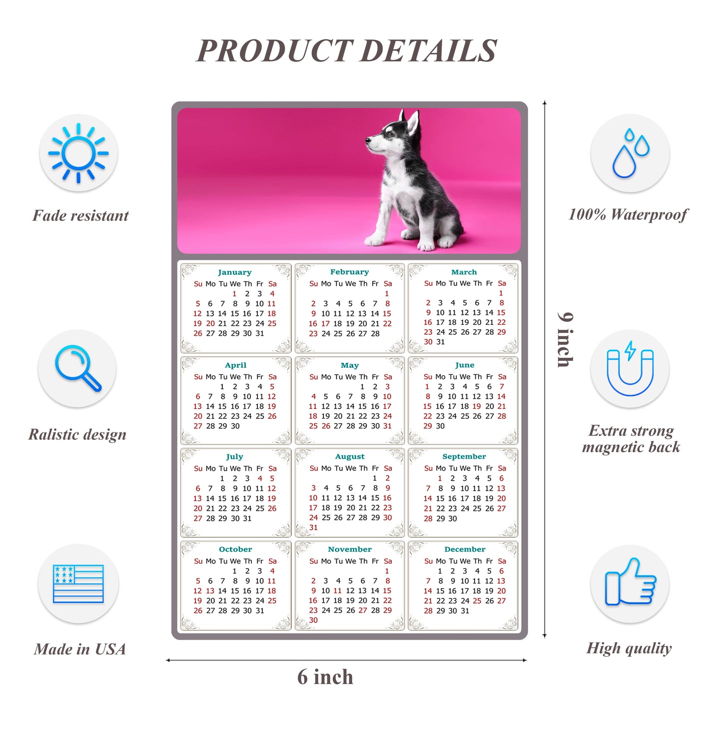 2026 Peel & Stick Calendar - Today is my Lucky Day Removable - Dogs 023 (9"x 6")