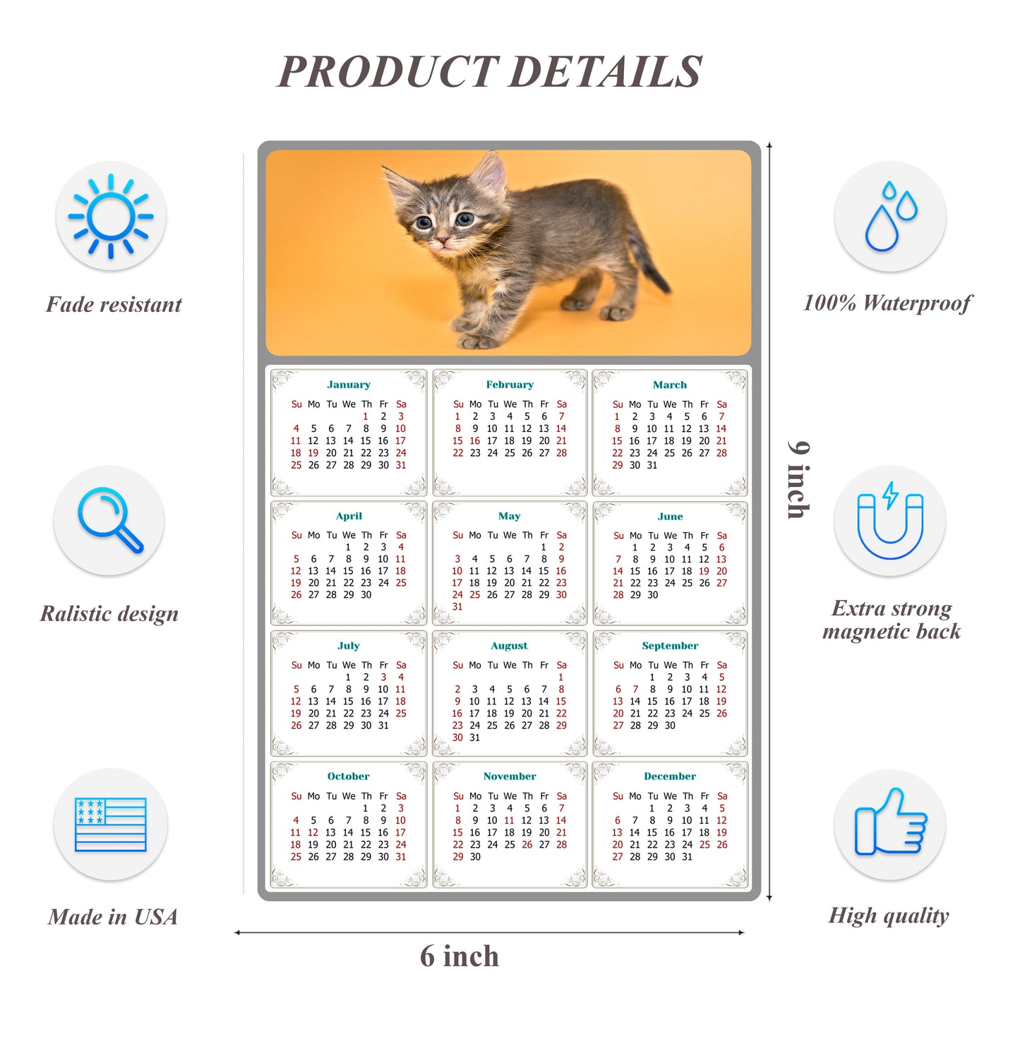 2026 Peel & Stick Calendar - Today is my Lucky Day Removable - Cat 018 (9"x 6")