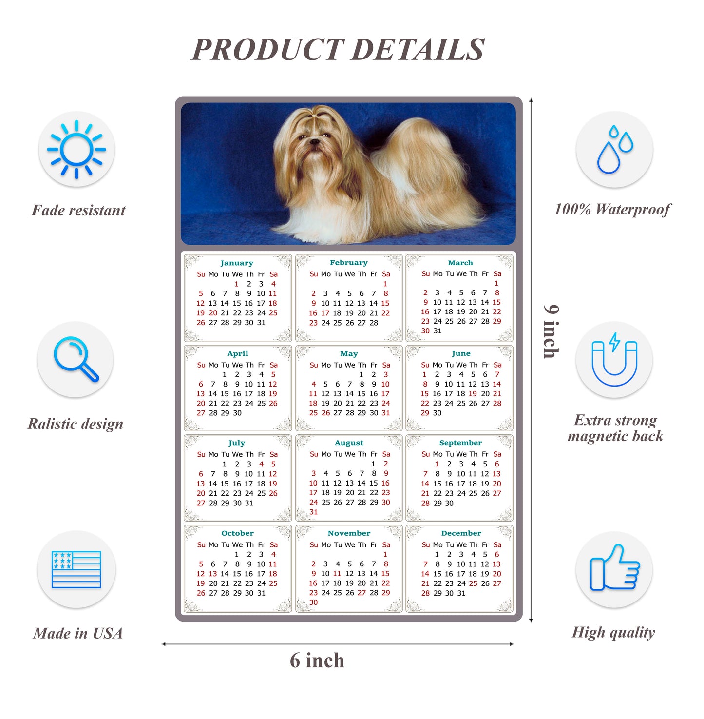 2026 Peel & Stick Calendar - Today is my Lucky Day Removable - Dogs 07 (9"x 6")