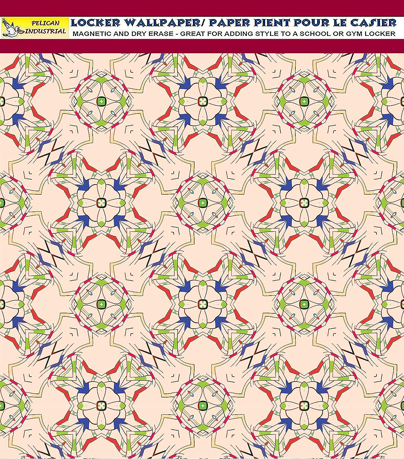 PELICAN INDUSTRIAL Deluxe School Locker Magnetic Wallpaper (Full Sheet Magnetic) - Full Cover Standard Half Lockers - Trimmable, Easy Install, Remove & Reuse - Pack of 12 Sheets - (Geometric vr37)