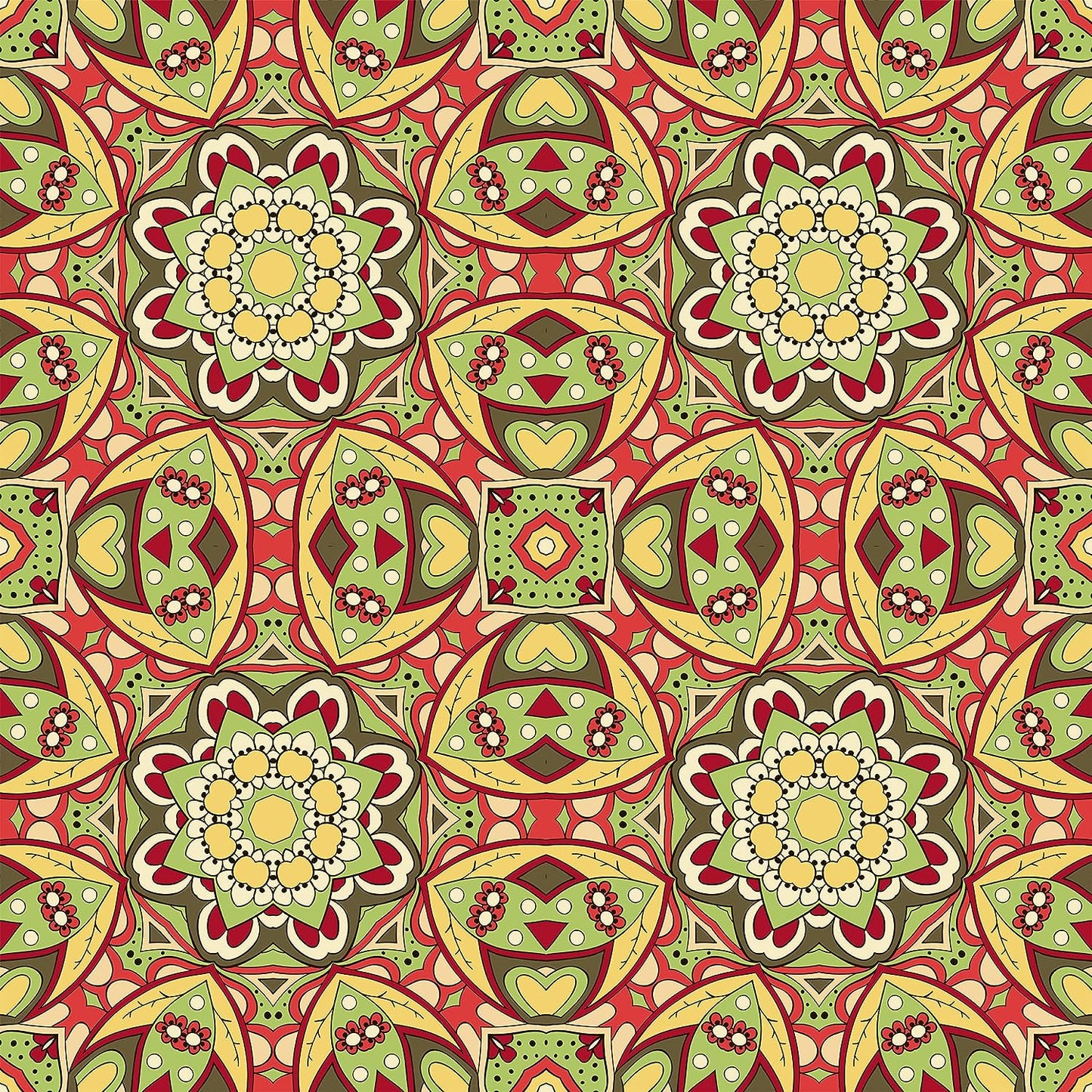 Deluxe School Locker Magnetic Wallpaper (Full sheet Magnetic) - Full Cover Standard Half Lockers - Trimmable, Easy Install, Remove & Reuse - Pack of 12 Sheets - (Yellow and Red Mandala vr30)