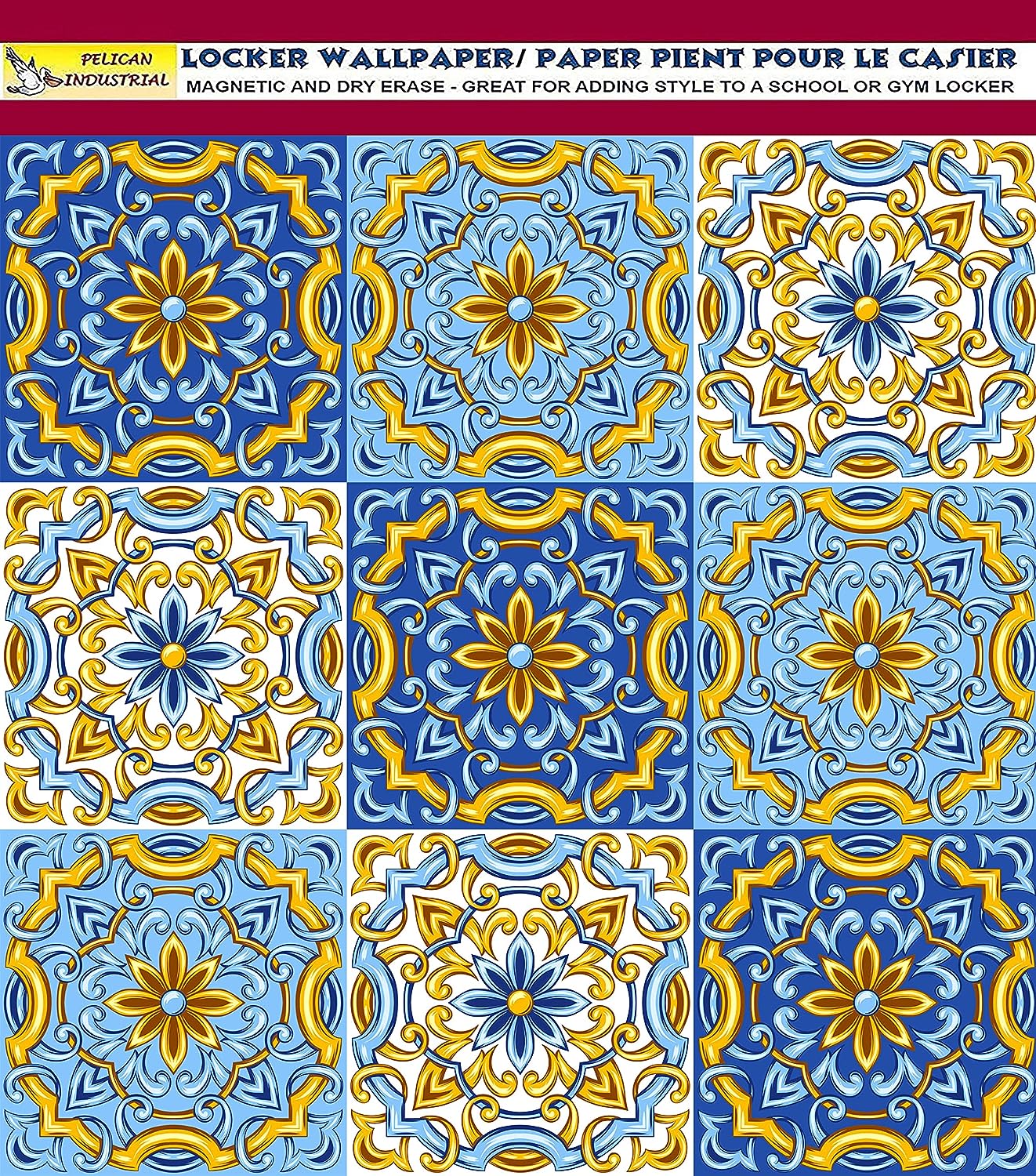 PELICAN INDUSTRIAL Deluxe School Locker Magnetic Wallpaper (Full Sheet Magnetic) - Full Cover Standard Half Lockers Pack of 12 Sheets - (Geometric vr72)