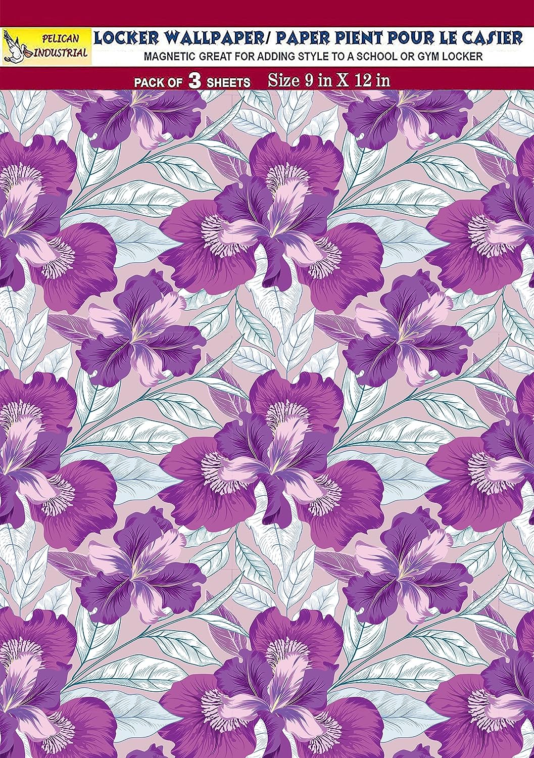 PELICAN INDUSTRIAL Magnetic Locker Wallpaper (Full Sheet Magnetic) - Remove & Reuse Decorative Vinyl - Made in USA - Fade, Tear and Water Resistant - (Tropical Leaves) - Pack of 3 Sheets (vb057)