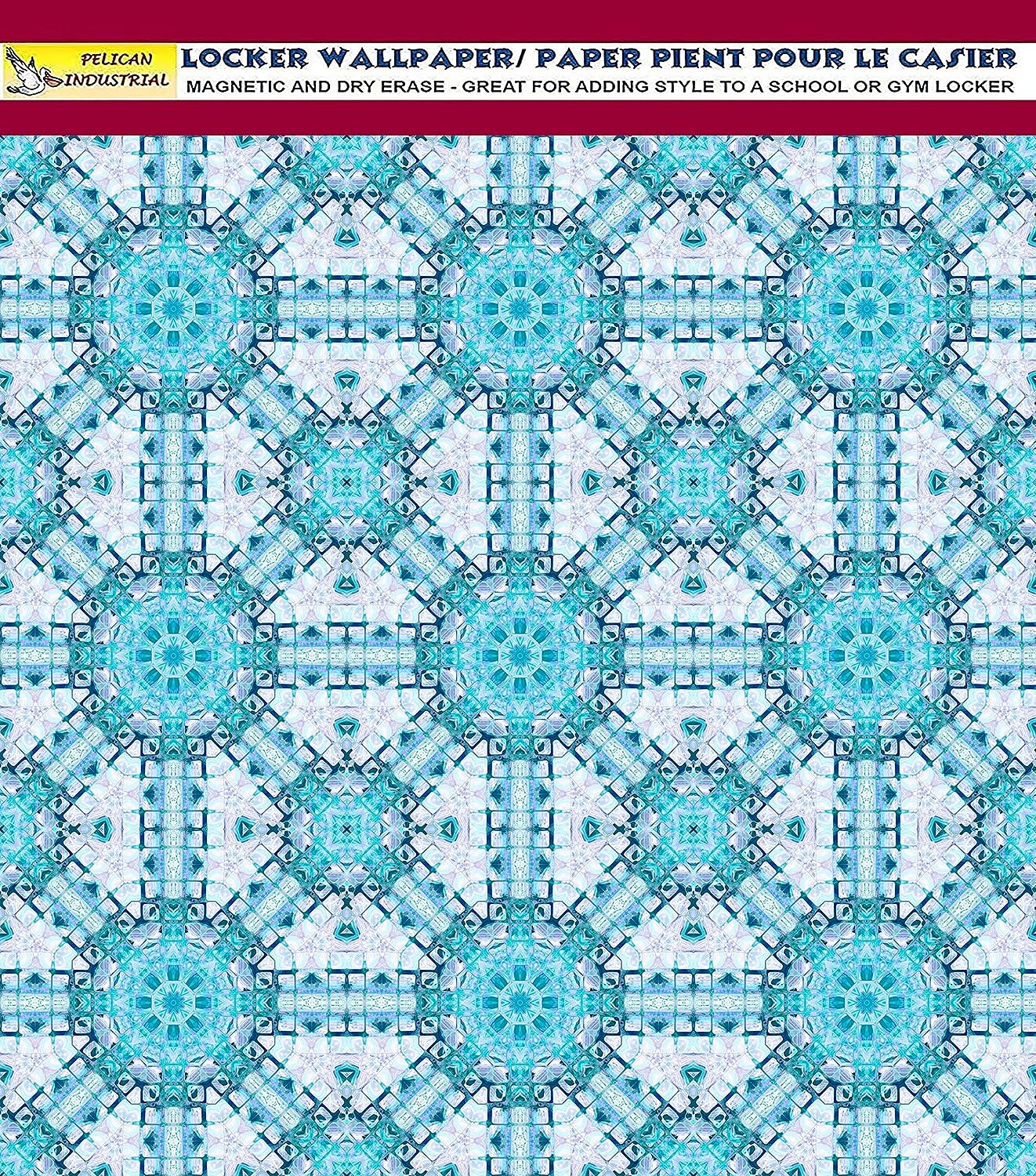 Deluxe School Locker Magnetic Wallpaper (Full sheet Magnetic) - Full Cover Standard Half Lockers - Trimmable, Easy Install, Remove & Reuse - Pack of 12 Sheets - (Geometric Blue vr68)