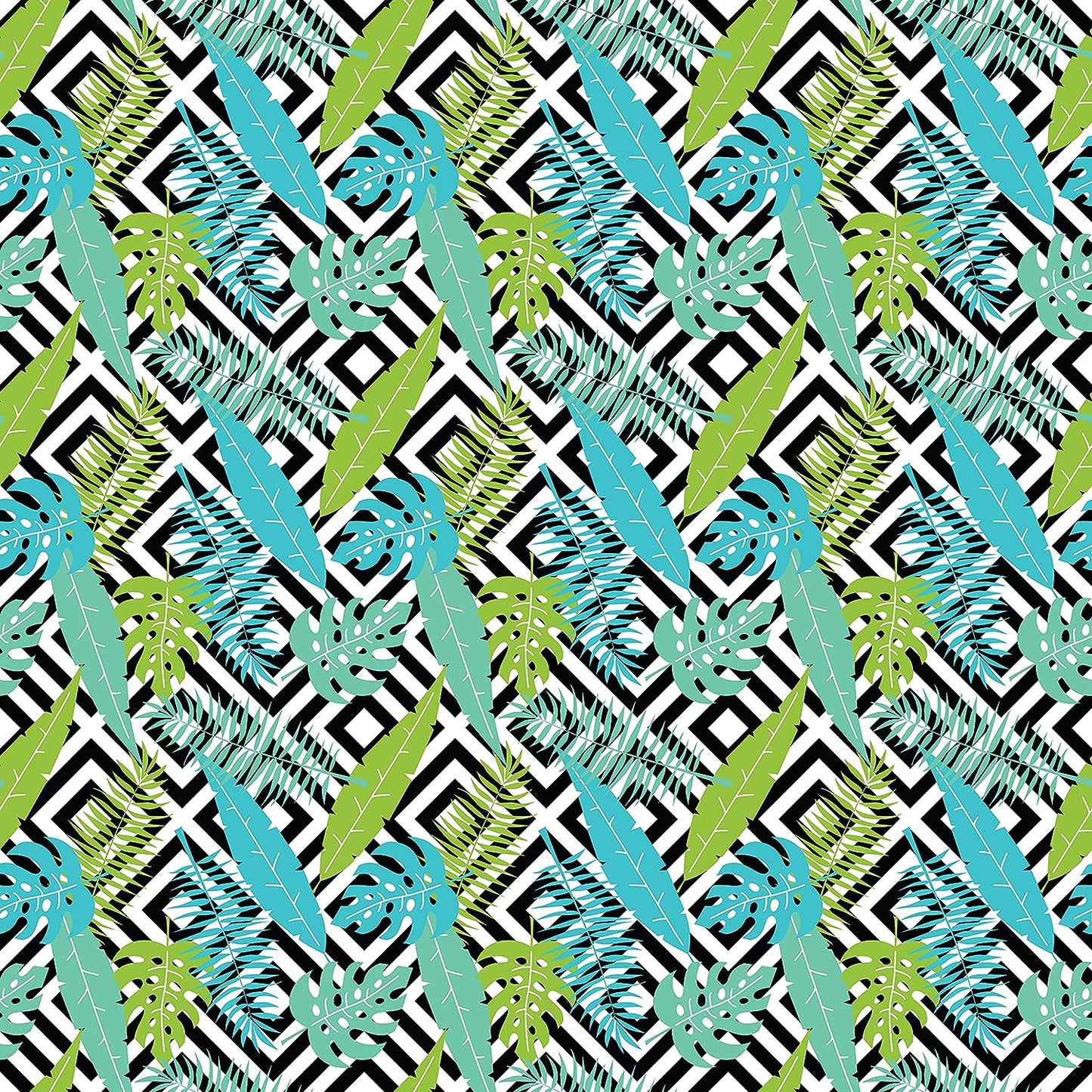 Deluxe School Locker Magnetic Wallpaper (Full sheet Magnetic) - Full Cover Standard Half Lockers - Trimmable, Easy Install, Remove & Reuse - Pack of 12 Sheets - (Tropical Leaves & Geometric vr47)
