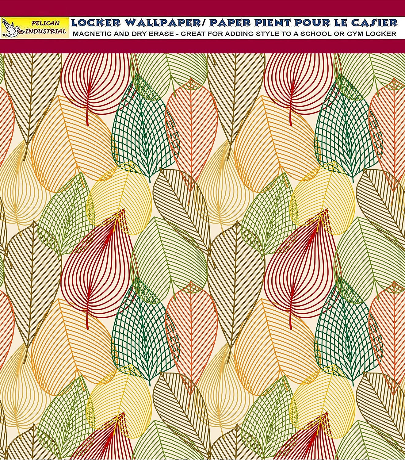 PELICAN INDUSTRIAL Deluxe School Locker Magnetic Wallpaper (Full Sheet Magnetic) - Full Cover Standard Half Lockers Pack of 12 Sheets - (Leaves vr38)