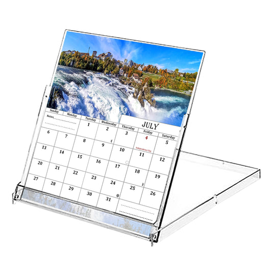 2025-2026 CD-Style Desk Calendar 18 Months Calendar (Waterfalls)