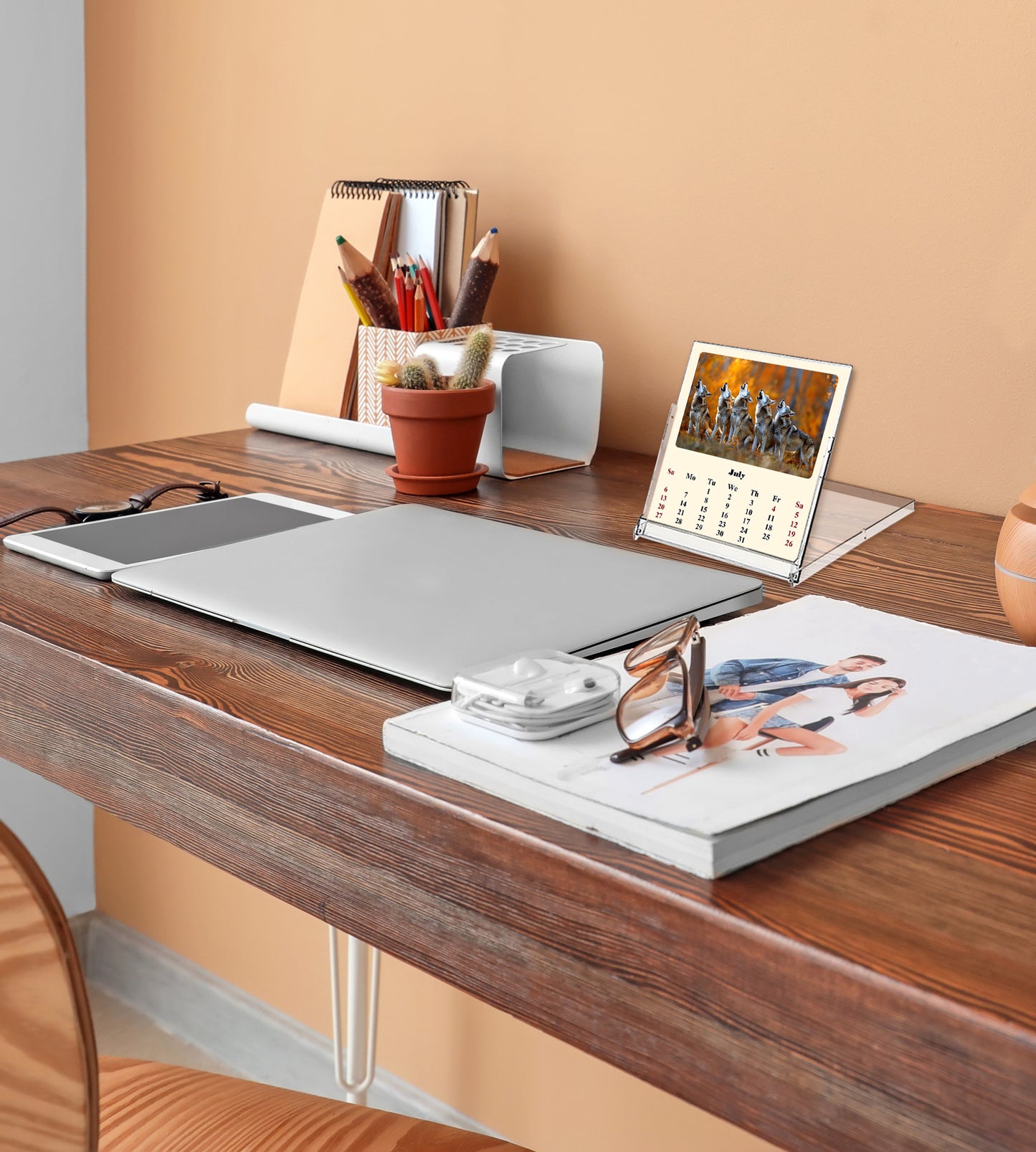 2025-2026 CD-Style Desk Calendar 18 Months Calendar (Wolves)