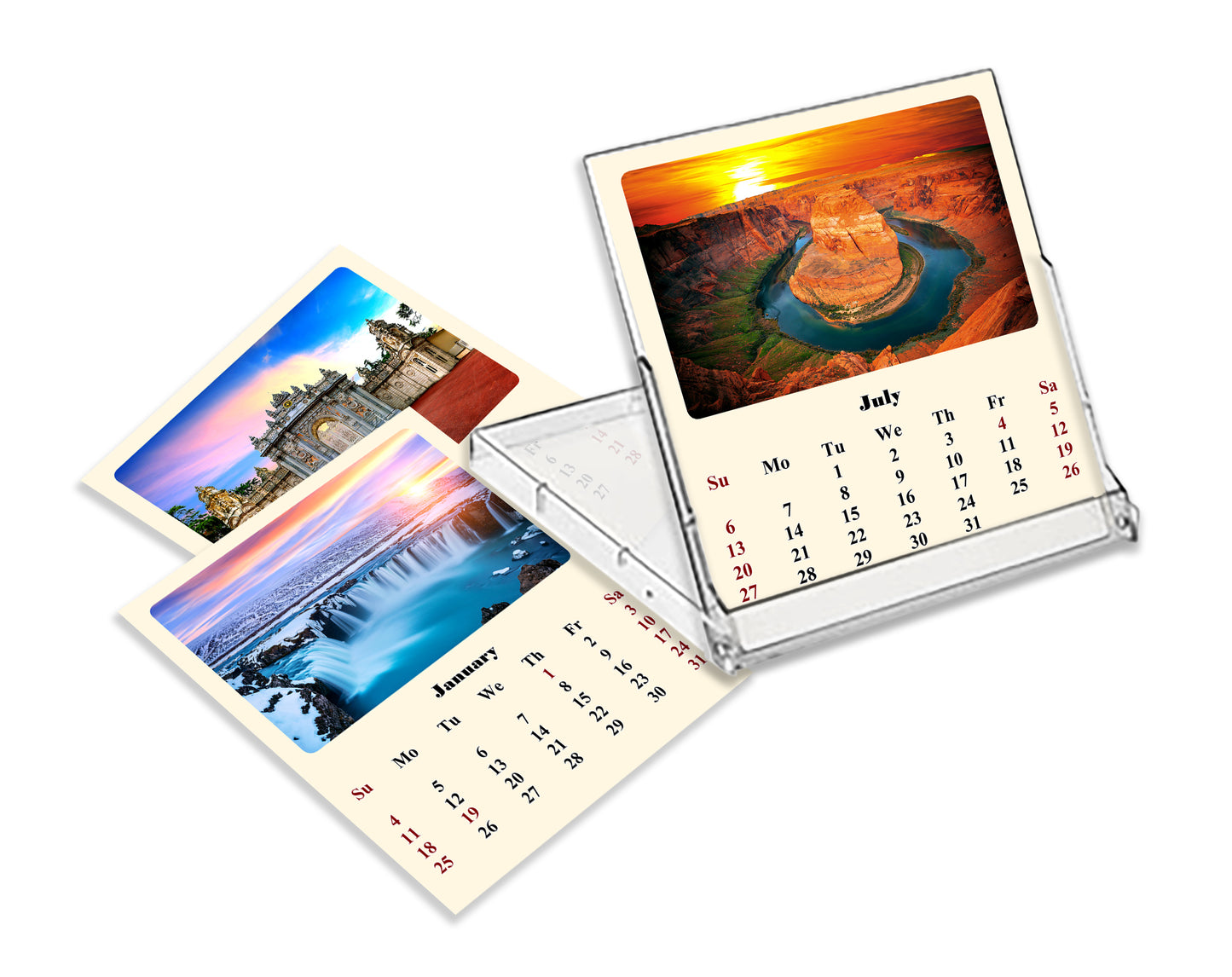 2025-2026 CD-Style Desk Calendar 18 Months Calendar (Sunset&Sunrise)