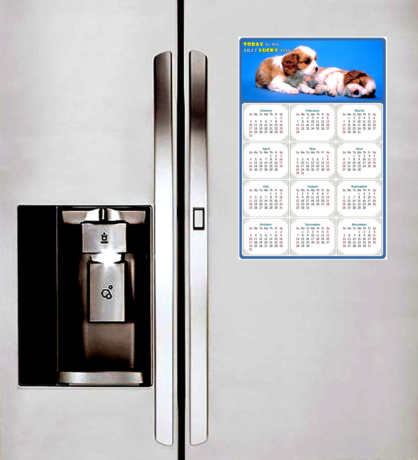 2027 Magnetic Calendar - Today is My Lucky Day (Fade, Tear, and Water Resistant)- Dogs Themed 011