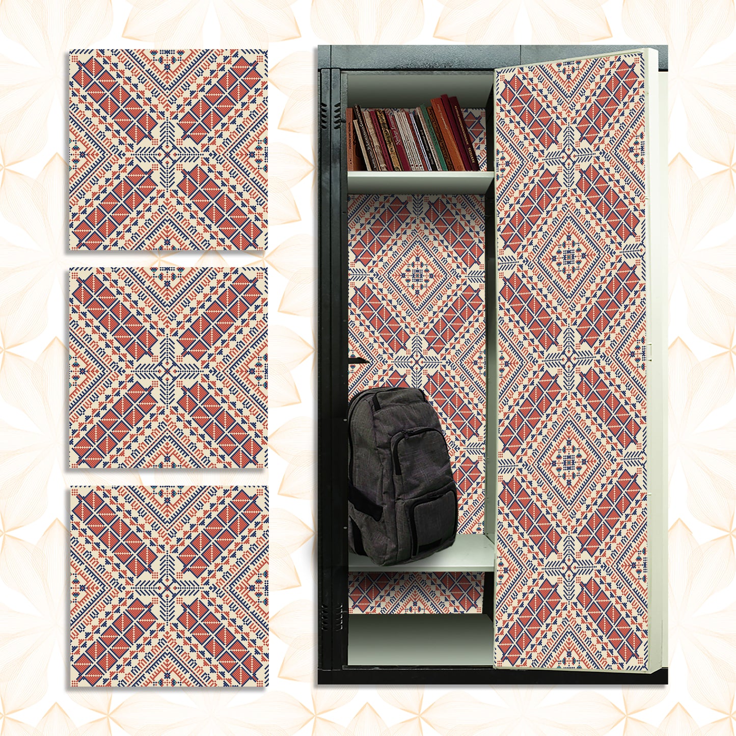 PELICAN INDUSTRIAL Deluxe School Locker Magnetic Wallpaper (Full Sheet Magnetic) - Full Cover Standard Half Lockers Pack of 12 Sheets - (Geometric vr36)