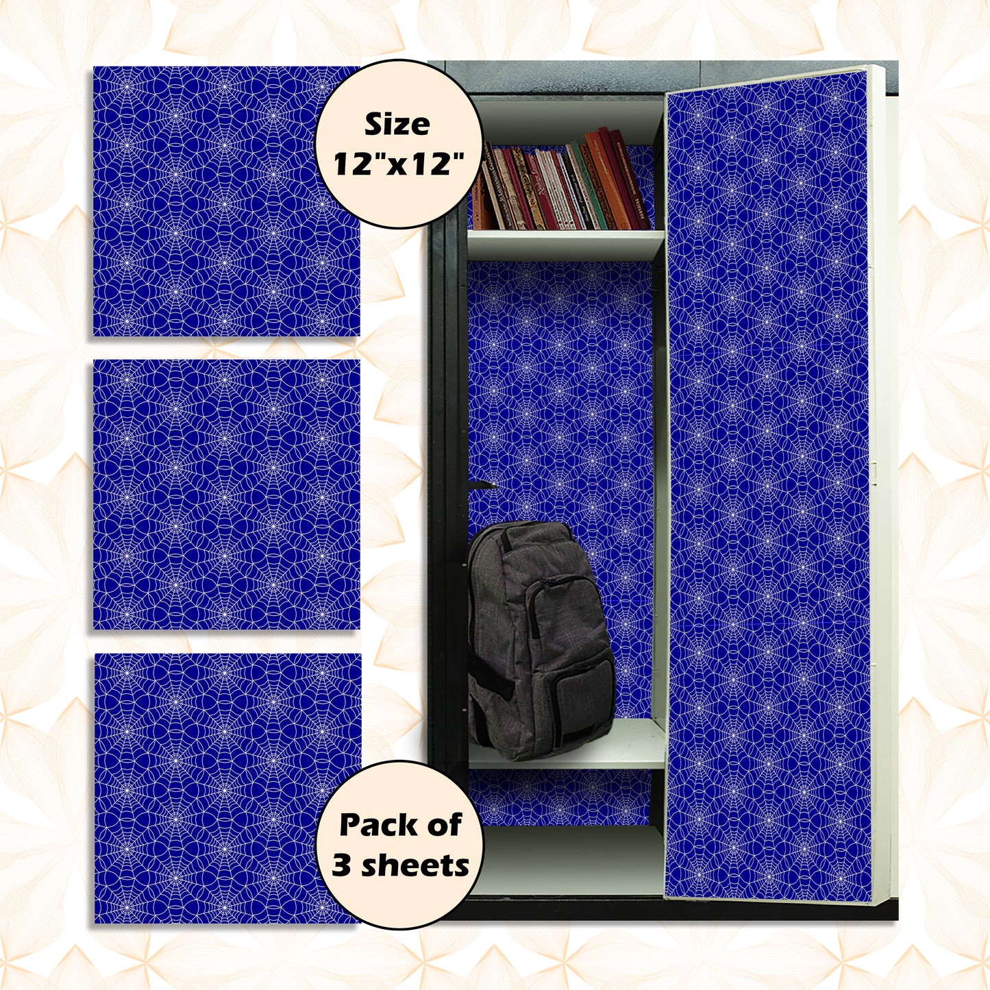 PELICAN INDUSTRIAL Deluxe School Locker Magnetic Wallpaper (Full Sheet Magnetic) - Full Cover Standard Half Lockers Pack of 12 Sheets - (Darker Blue vr61)