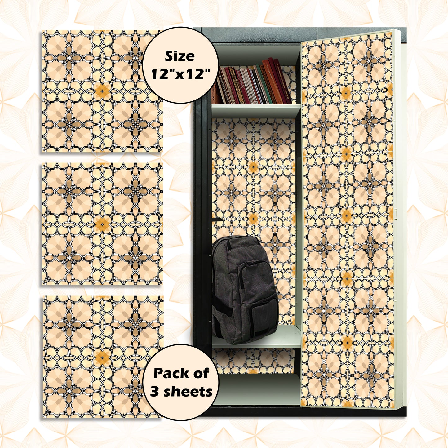 PELICAN INDUSTRIAL Deluxe School Locker Magnetic Wallpaper (Full Sheet Magnetic) - Full Cover Standard Half Lockers Pack of 12 Sheets - (Geometric vr55)